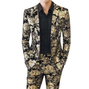 【並行輸入品】メンズスーツのジャケットパンツ2つのセットのドレスパーティ結婚式ブレザーコートパンツ tu se Asian L is Eur S