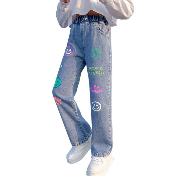 【並行輸入品】NABER Kids Girls Casual Wide Leg Denim Pant...
