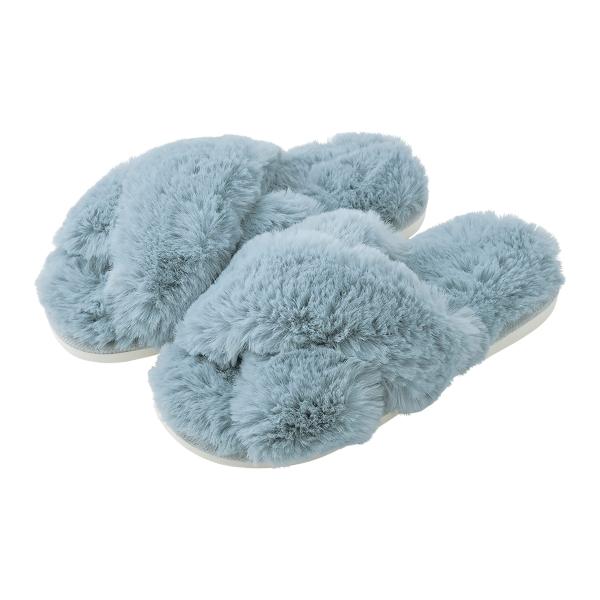【並行輸入品】りぶはあと ファースリッパ ルル ブルー (23 24.5cm) ふわふわ もこもこ ...