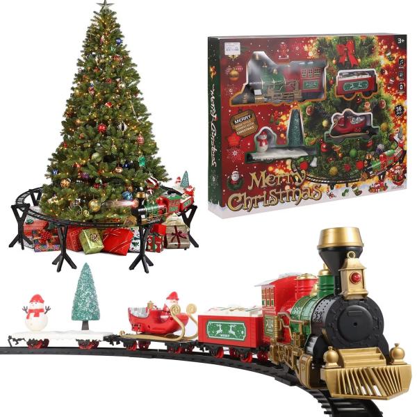 ECCRIS クリスマストレインセット 線路付き クリスマスツリーとサンタクロースの装飾 おもちゃの...