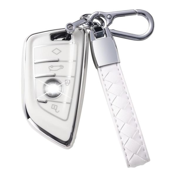 【並行輸入品】CHEZENHUI BMWキーフォブカバー、ホワイト CHEZENHUI Compat...