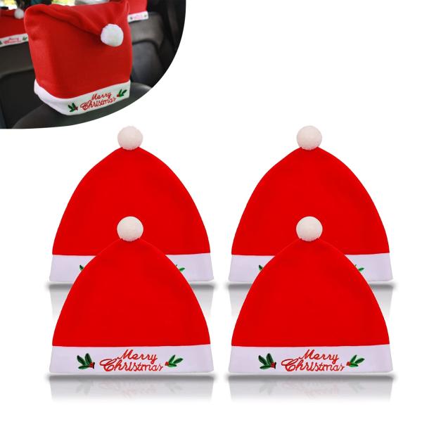 【並行輸入品】yonwait 4個 カークリスマスハット レッド カーシートヘッドレストカバー 13...