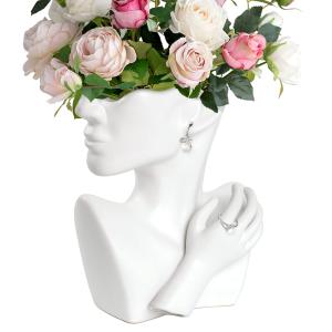 【並行輸入品】バスト 花瓶 モダン 抽象 顔 アート 植木鉢 ディスプレイ ジュエリーラック 高さ9.84インチ テーブルや棚に置くのに最適 (