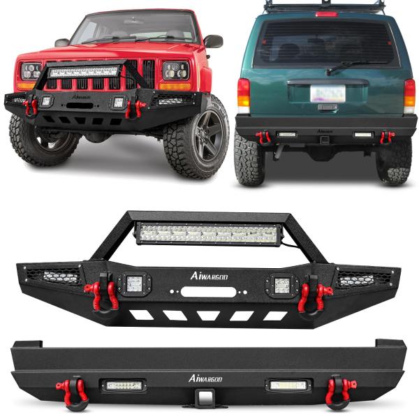 【並行輸入品】UTVJATV フロント&amp;リアバンパー 1989 2001 Jeep Cherokee...