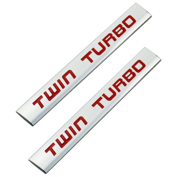 【並行輸入品】2X Twin Turbo Badge Nameplate Chrome Metal ...