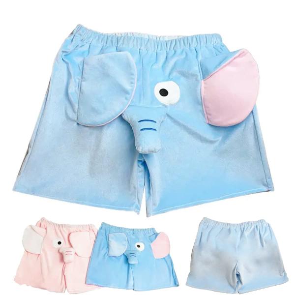 Unisex Cartoon Elephant Shorts Cute Animal Pants B...