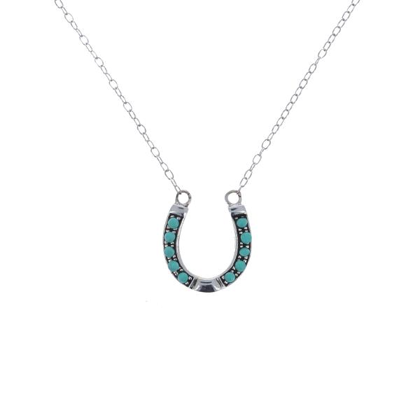 【並行輸入品】Turquoise Horseshoe Necklace, Sterling Silv...