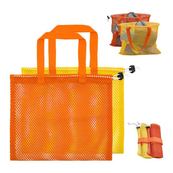 【並行輸入品】メッシュビーチバッグ ビーチバッグとトート バックパック おもちゃ タオル 砂を捨てる...