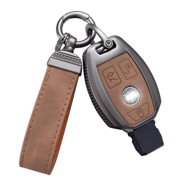 【並行輸入品】YO&amp;YOYE メルセデスベンツキーフォブカバー キーチェーン付きレザーキーケースプロ...