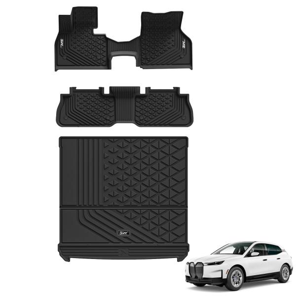 【並行輸入品】3W フロアマット&amp;カーゴライナー 2022 2023 BMW iX TPE 全天候対...