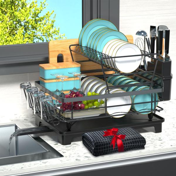 ouosawa Dish Drying Rack with Drainboard, Stainles...
