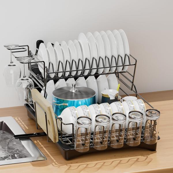 AWLYLNLL 食器乾燥ラック キッチンカウンター 2段 Dish Drying Rack, Sp...