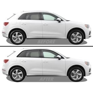 【並行輸入品】SlickMod クローム削除ブラックアウトビニールオーバーレイ 2019 2023 アウディ Q3 ウィンドウトリム (グロスブ