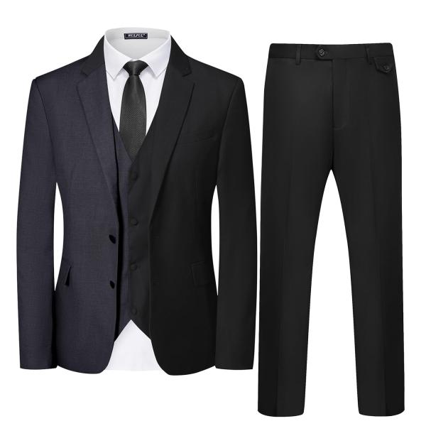 【並行輸入品】WULFUL Men's 3 Piece Slim Fit Suit Set Two ...
