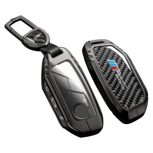 【並行輸入品】SLAKNOK BMW キーフォブカバー キーチェーン付き 本物のカーボンファイバー亜...