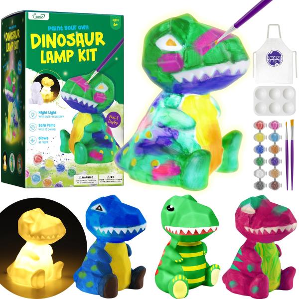 【並行輸入品】LAOESE Paint Your Own Dinosaur Lamp Kit, Ar...