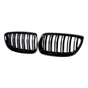 【並行輸入品】LeeMas Left Right Glossy Black Double Line Kidney Grille Compati