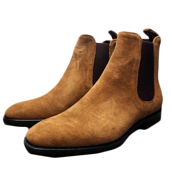 【並行輸入品】SPABOY Men Chelsea Boots Classic Suede Leat...