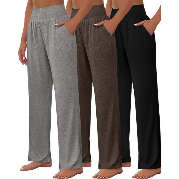 Neer 3 Pcs Women&apos;s Wide Leg Yoga Pant Comfy Loose ...