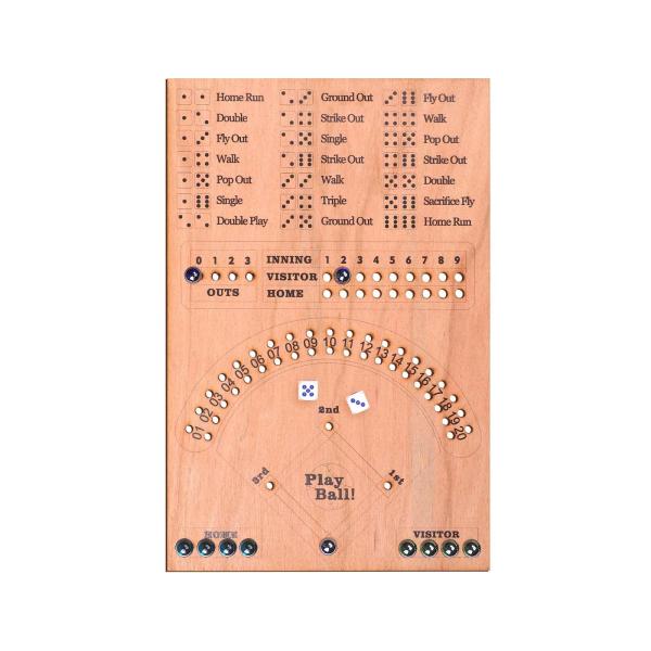 野球ダイス ボードゲーム 14.96x9.86インチ 野球ダイスゲーム 木製ボード 楽しい 木製ピン...