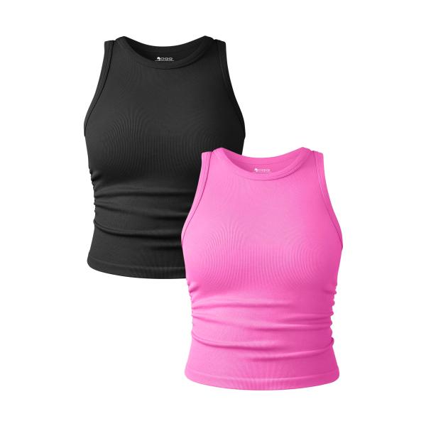 【並行輸入品】OQQ Women's 2 Piece Tank Tops Crew Neck Sle...