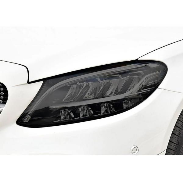 ChrOx 車のヘッドライト保護フィルム透明スモークブラックTPUステッカー、メルセデスベンツCクラ...