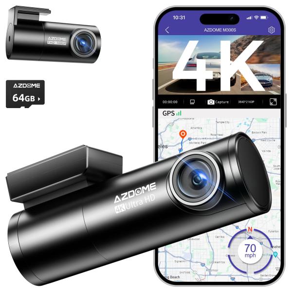 AZDOME M300S 4K Dash Cam Front and Rear, 5.8G WiFi...