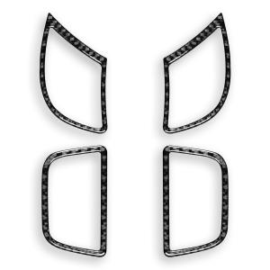 【並行輸入品】MiLOrangeNi カーボンファイバー4枚 ドアスピーカーステッカー インテリアパネルフレームカバーステッカー デカール ブラ