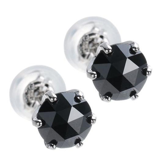 魅惑のローズカット！プラチナ×大粒ブラックダイヤモンド計1.0ct ピアス