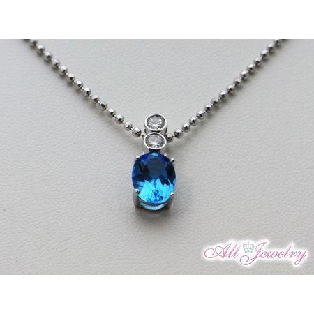 天然 スイス ブルートパーズ Oval ペンダント トップ）【誕生石11月】