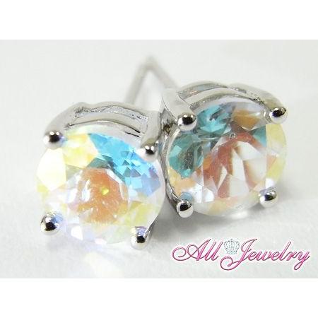 天然 マーキュリーミストトパーズ・6mm一粒 ピアス☆ （Mercury Mist Topaz Pi...