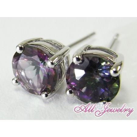 天然 ミスティックトパーズ・4mm一粒 ピアス （Mystic Topaz Pierce）【即納】