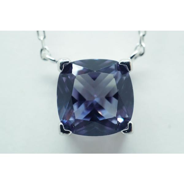 アレキサンドライト(シンセティック)Cushion大粒8mm　ネックレス【即納】
