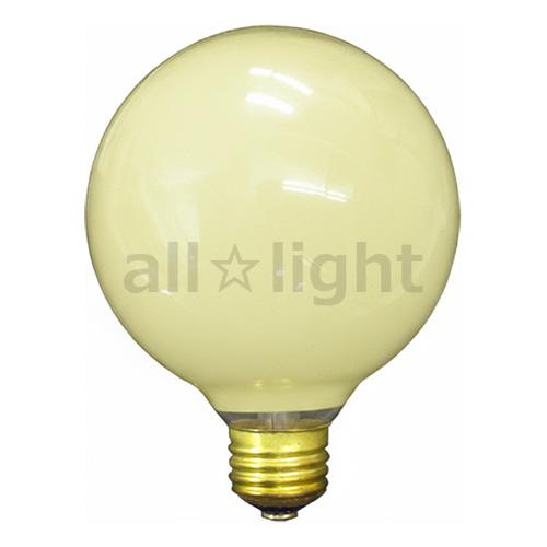 アサヒ　サイン用ボール球　G95(95mm)　内面着色(色電球)　110V 60W　E26口金　イエ...