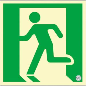 日本緑十字社 中輝度蓄光避難誘導ステッカー標識 非常口 TSN805 120×120mm 消防認定品 068031