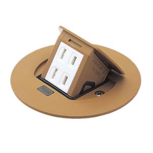 パナソニック　住宅用床用コンセント　F型アップコン　電源用　ケーブル工事用　2コ口（丸形）　ブラウン...
