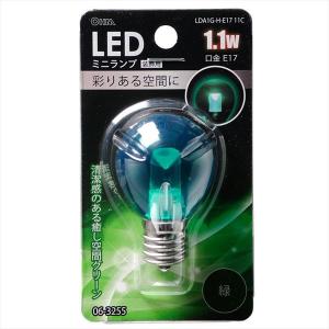 オーム電機　LEDカラー電球　ミニランプ　装飾用　E17　クリア　1.1W　緑（グリーン）　LDA1G-H-E17 11C (06-3255)｜alllight