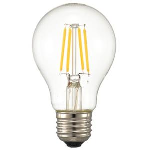 オーム電機　LEDフィラメントタイプ電球　一般電球形　クリアタイプ　調光器対応　一般球40形相当　電球色　E26口金　全方向タイプ　LDA4L/D C6(06-3482)｜alllight