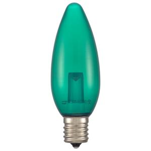 オーム電機　LED電球 LEDカラー電球 シャンデリア球 装飾用 1.2W 6lm クリア緑色 C32 E17　LDC1G-G-E17 13C (06-4657)｜alllight