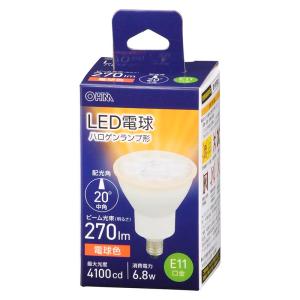 オーム電機　LED電球　ハロゲンランプ形　100W形　φ50(50mm)　E11口金　6.8W　820lm　電球色　中角(22°)　LDR7L-M-E11 5 (06-4727)｜alllight
