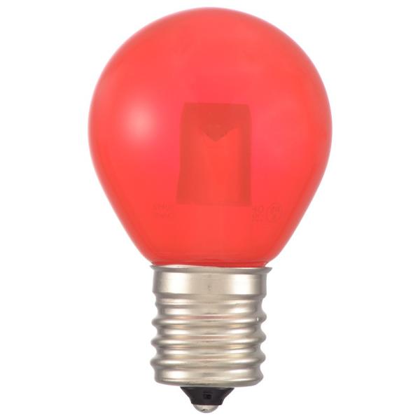オーム電機　LED電球 LEDカラー電球 サイン球 装飾用 1.2W 8lm クリア赤色 S35 E...