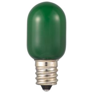 オーム電機　LED電球 LEDカラー電球 ナツメ球 装飾用 0.5W 1lm 緑色 T20 E12 グリーン　LDT1G-H-E12 13 (06-4607)｜alllight