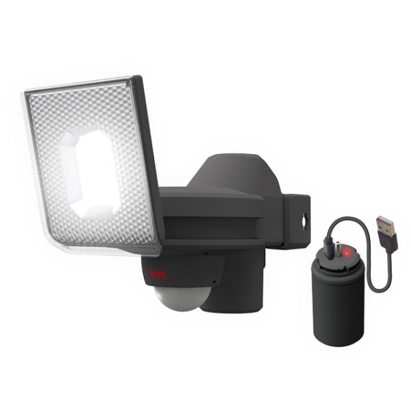 ムサシ　ＲＩＴＥＸ スライド型LED充電式センサーライト USB充電 5W×1灯 400lm(最大時...