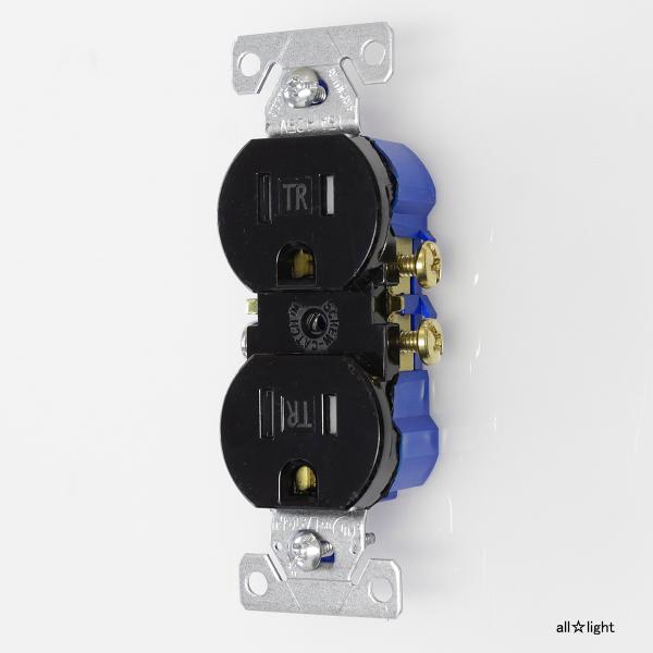 ＣＯＯＰＥＲ　アメリカンコンセント　埋込接地ダブルコンセント　２ＰＥ　１５Ａ　１２５Ｖ　ブラック（黒...