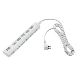 ELPA（エルパ） スイッチ付タップ LEDランプ 上挿し 4個口 1m WLS