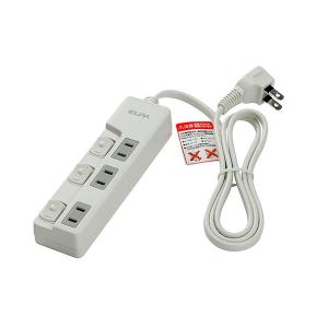 ELPA（エルパ） スイッチ付タップ LEDランプ 上挿し 4個口 1m WLS