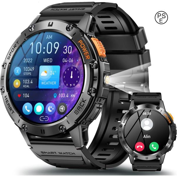 スマートウォッチ【2025革新モデル 軍用規格&amp;防水防塵耐衝撃】1.43インチAMOLED高精度画面...