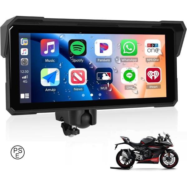 最新設計 8インチ バイク用ディスプレイオーディオ バイクナビ バイク スマートモニター ワイヤレス...