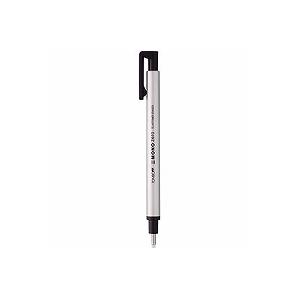 【× 4 個 】ホルダー型消しゴム モノゼロ 丸型 EH-KUR04 シルバー  トンボ鉛筆