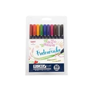 トンボ鉛筆 水性サインペン 筆之助 しっかり仕立て 10色セット WS-BH10C